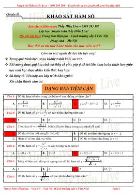 Chuyên đề ôn thi THPT Quốc gia môn Toán - Chuyên đề Khảo sát hàm số